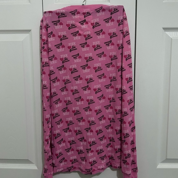 PINK Victoria's Secret Thermal Sleepwear 2-Piece Pajama Set Women S Pink Print - Picture 4 of 8